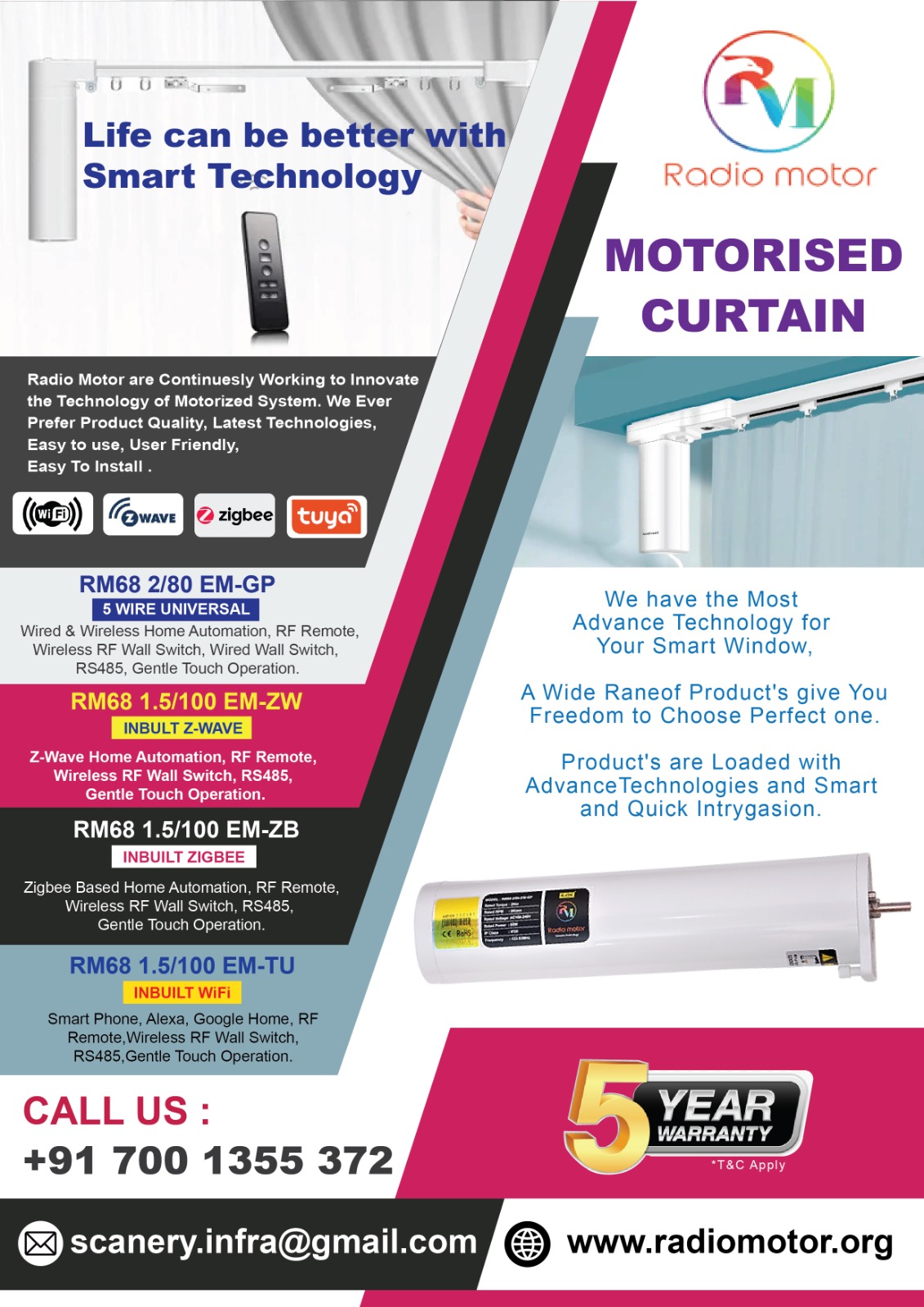 A Smart Thing with Your Curtain. A Smart Way to Control Your Curtain With Google Assistant, Amazon Alexa, Gentle Touch, App Control, Z-wave, Zigbee, Smart Life. These Some of Smart controllers can Run Your Fastest Life Smoother.